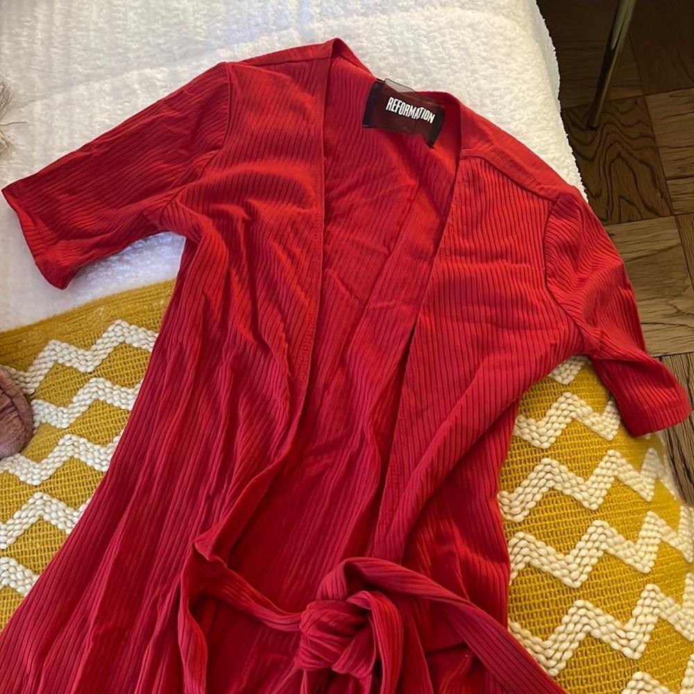 Reformation wrap dress mid length